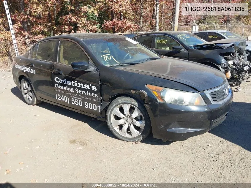 2008 Honda Accord 2.4 Ex-L VIN: 1HGCP26818A061835 Lot: 40680052