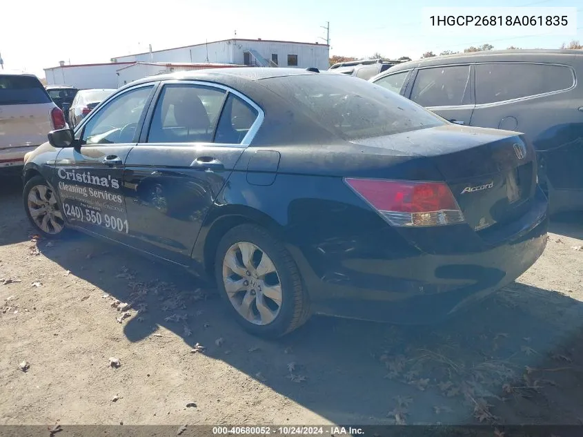 2008 Honda Accord 2.4 Ex-L VIN: 1HGCP26818A061835 Lot: 40680052