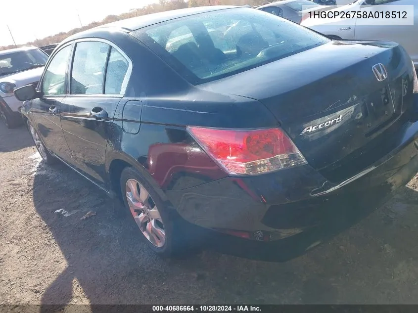 1HGCP26758A018512 2008 Honda Accord 2.4 Ex