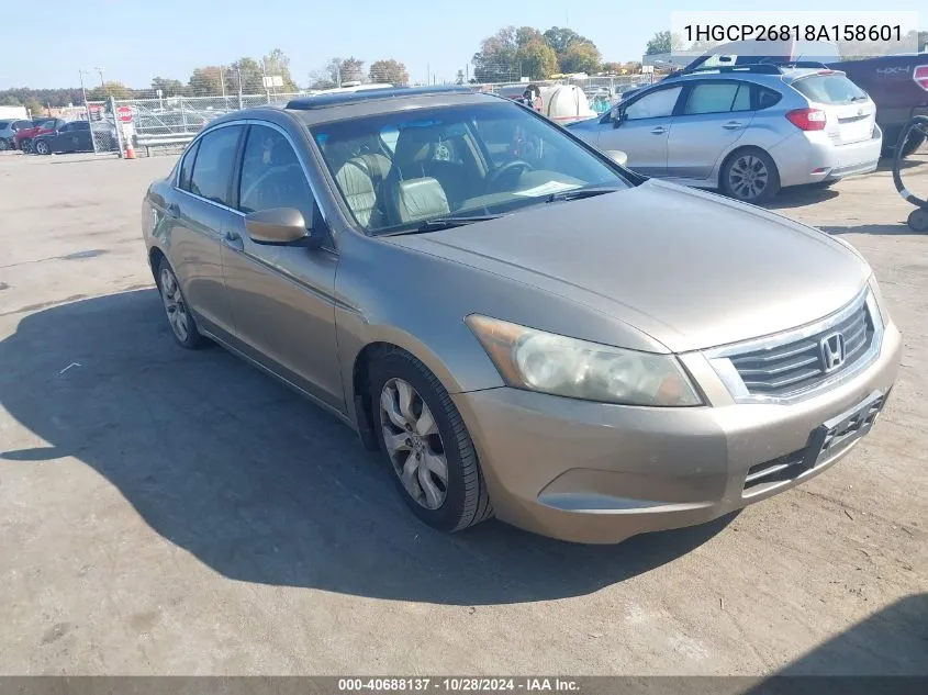 2008 Honda Accord 2.4 Ex-L VIN: 1HGCP26818A158601 Lot: 40688137