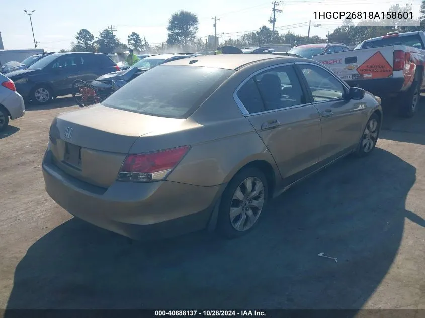 2008 Honda Accord 2.4 Ex-L VIN: 1HGCP26818A158601 Lot: 40688137