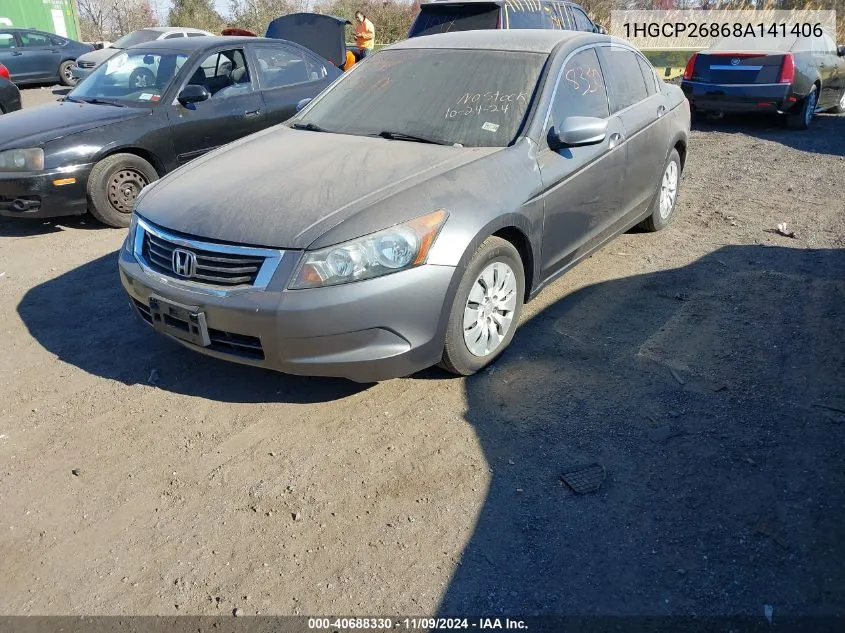 2008 Honda Accord 2.4 Lx VIN: 1HGCP26868A141406 Lot: 40688330