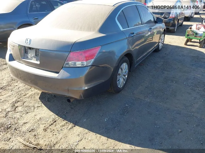 2008 Honda Accord 2.4 Lx VIN: 1HGCP26868A141406 Lot: 40688330