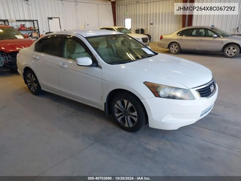 2008 Honda Accord 2.4 Lx-P VIN: JHMCP264X8C067292 Lot: 40703890