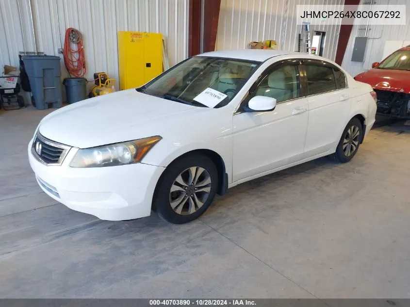 2008 Honda Accord 2.4 Lx-P VIN: JHMCP264X8C067292 Lot: 40703890