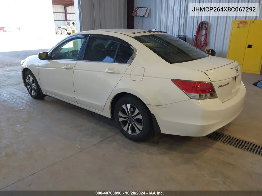 2008 Honda Accord 2.4 Lx-P VIN: JHMCP264X8C067292 Lot: 40703890