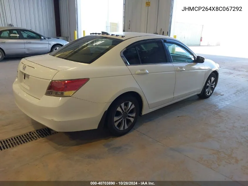 2008 Honda Accord 2.4 Lx-P VIN: JHMCP264X8C067292 Lot: 40703890