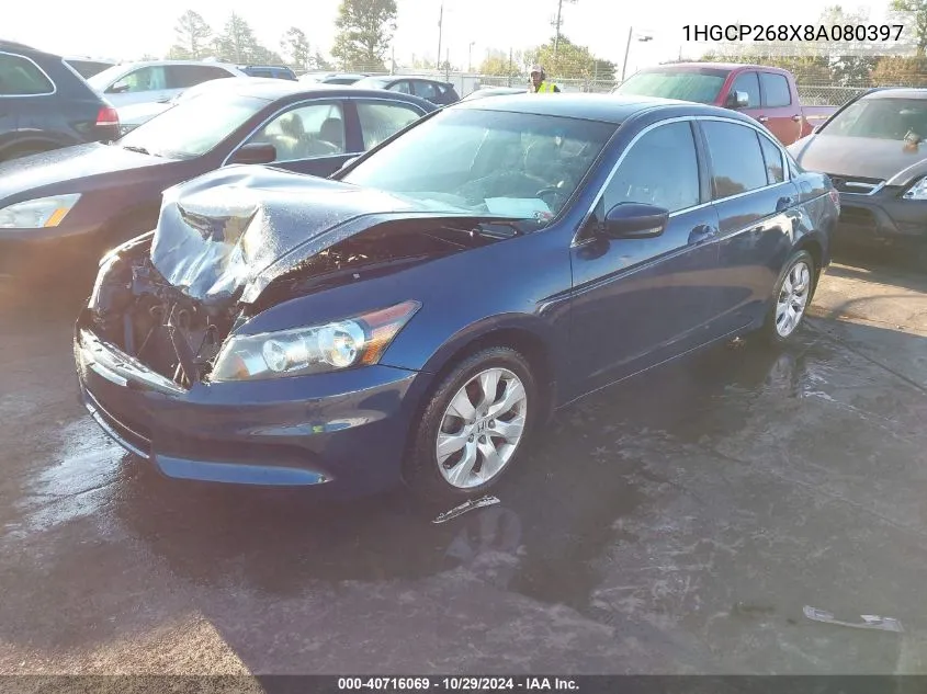 2008 Honda Accord 2.4 Ex-L VIN: 1HGCP268X8A080397 Lot: 40716069