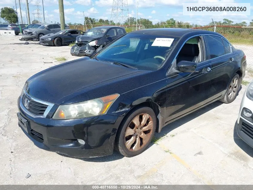 2008 Honda Accord 3.5 Ex-L VIN: 1HGCP36808A008260 Lot: 40716550