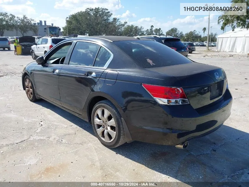 2008 Honda Accord 3.5 Ex-L VIN: 1HGCP36808A008260 Lot: 40716550