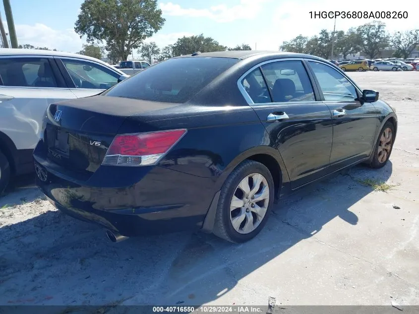 2008 Honda Accord 3.5 Ex-L VIN: 1HGCP36808A008260 Lot: 40716550