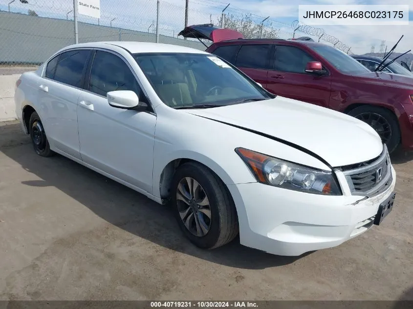 2008 Honda Accord 2.4 Lx-P VIN: JHMCP26468C023175 Lot: 40719231