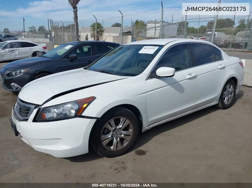 2008 Honda Accord 2.4 Lx-P VIN: JHMCP26468C023175 Lot: 40719231