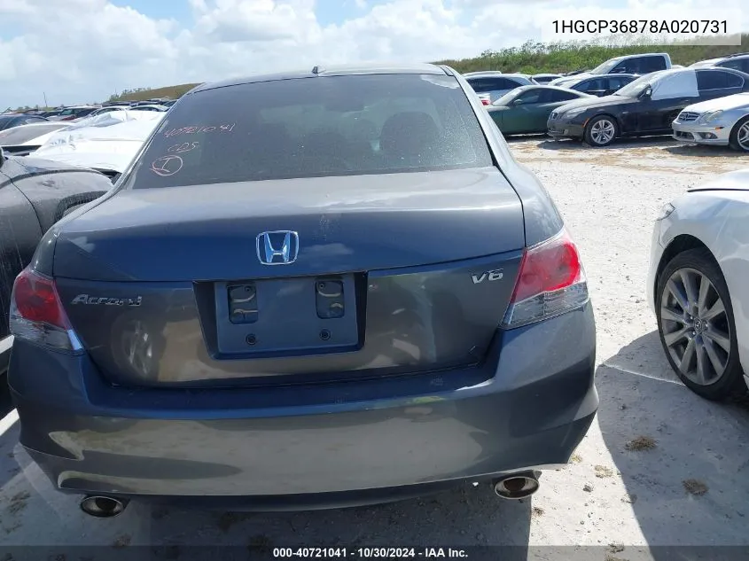 2008 Honda Accord 3.5 Ex-L VIN: 1HGCP36878A020731 Lot: 40721041