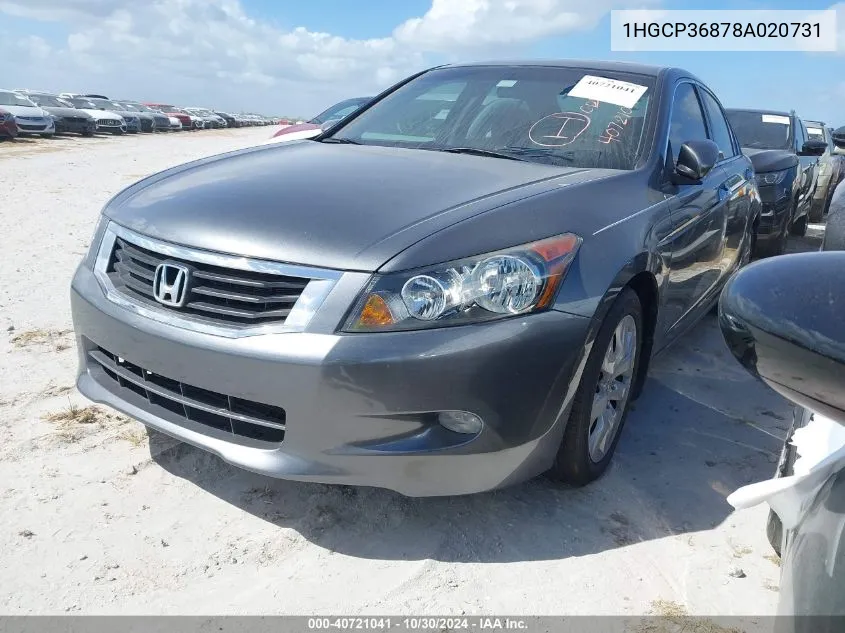 2008 Honda Accord 3.5 Ex-L VIN: 1HGCP36878A020731 Lot: 40721041