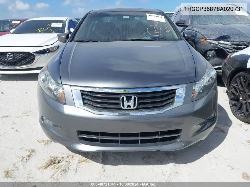 2008 Honda Accord 3.5 Ex-L VIN: 1HGCP36878A020731 Lot: 40721041