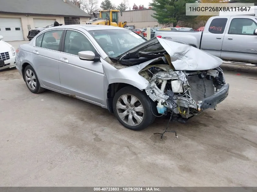 2008 Honda Accord 2.4 Ex-L VIN: 1HGCP268X8A111647 Lot: 40723803