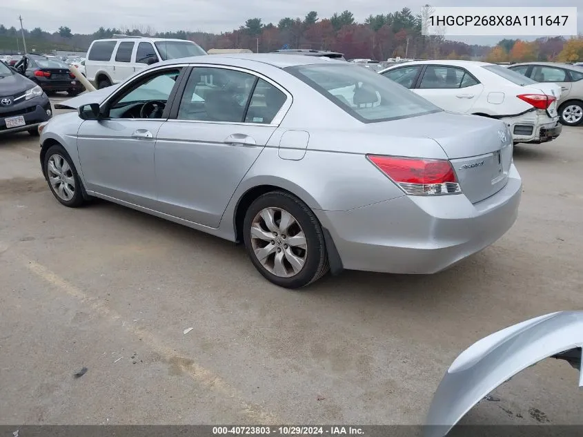 2008 Honda Accord 2.4 Ex-L VIN: 1HGCP268X8A111647 Lot: 40723803