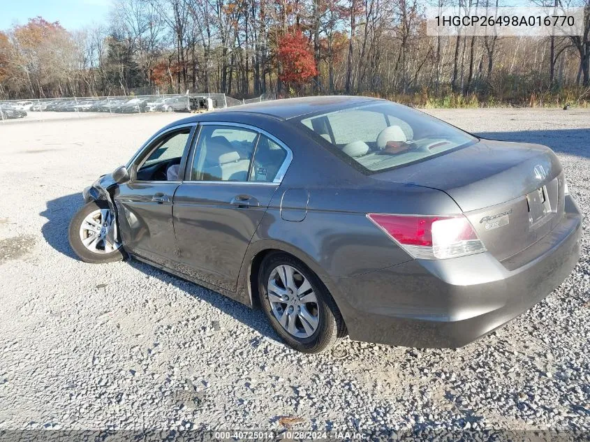 2008 Honda Accord 2.4 Lx-P VIN: 1HGCP26498A016770 Lot: 40725014