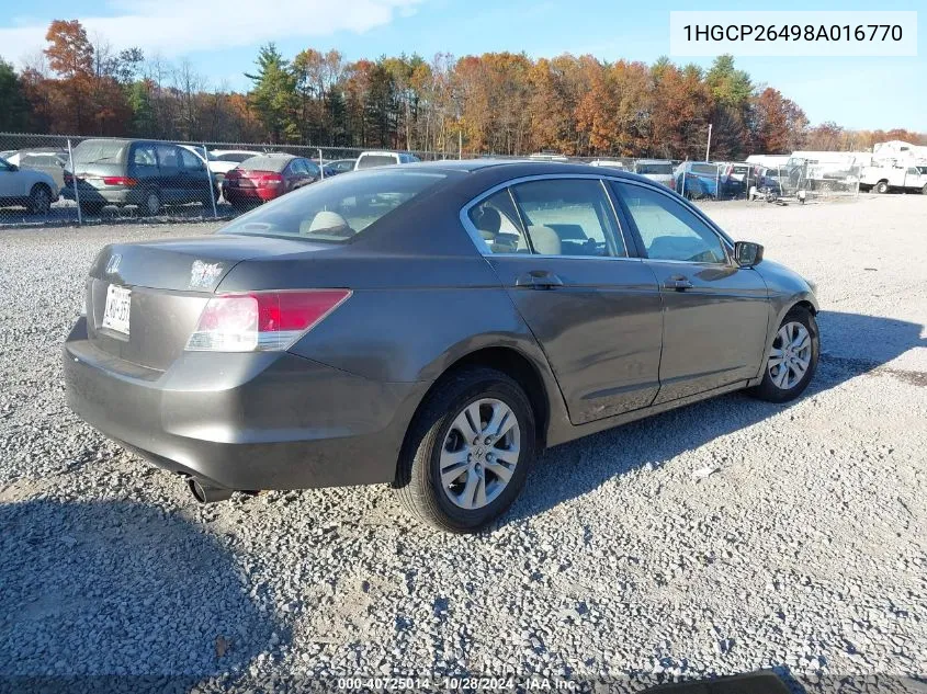 2008 Honda Accord 2.4 Lx-P VIN: 1HGCP26498A016770 Lot: 40725014