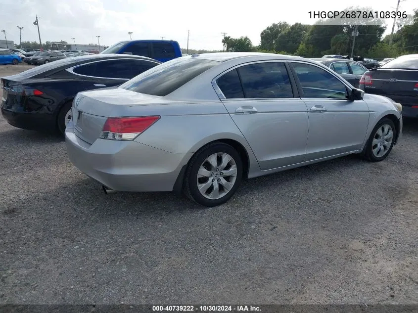 2008 Honda Accord 2.4 Ex-L VIN: 1HGCP26878A108396 Lot: 40739222