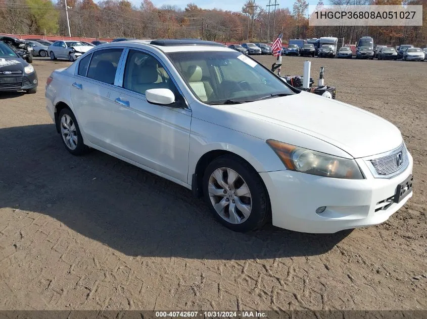 2008 Honda Accord 3.5 Ex-L VIN: 1HGCP36808A051027 Lot: 40742607