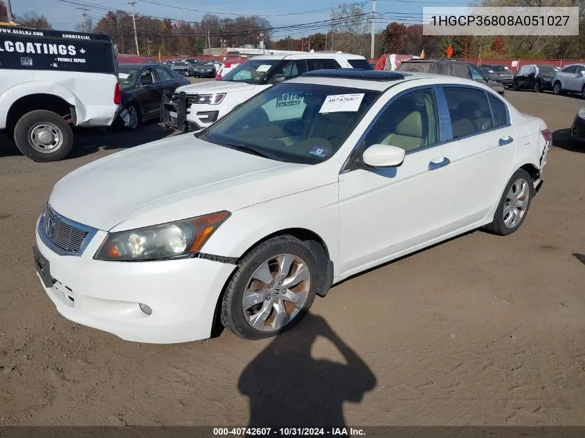 2008 Honda Accord 3.5 Ex-L VIN: 1HGCP36808A051027 Lot: 40742607