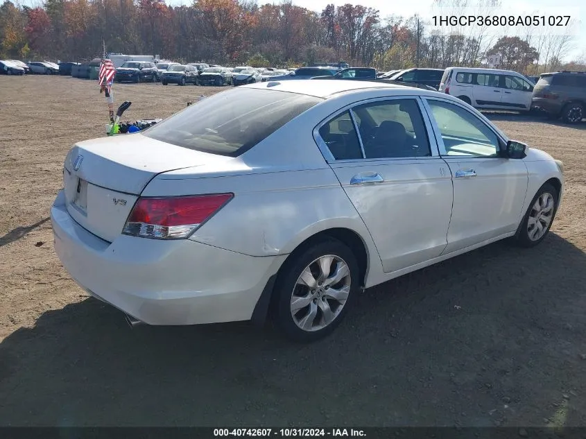 2008 Honda Accord 3.5 Ex-L VIN: 1HGCP36808A051027 Lot: 40742607