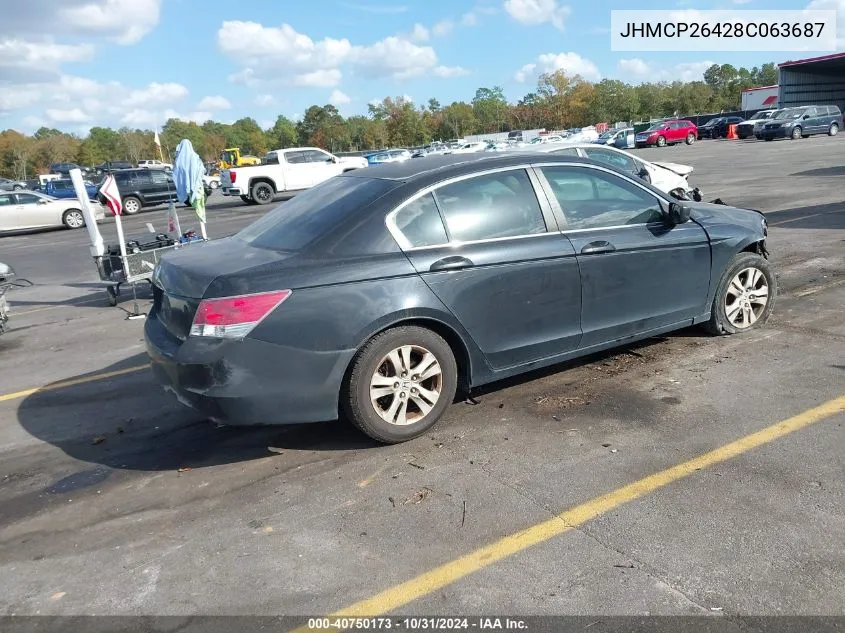 2008 Honda Accord 2.4 Lx-P VIN: JHMCP26428C063687 Lot: 40750173