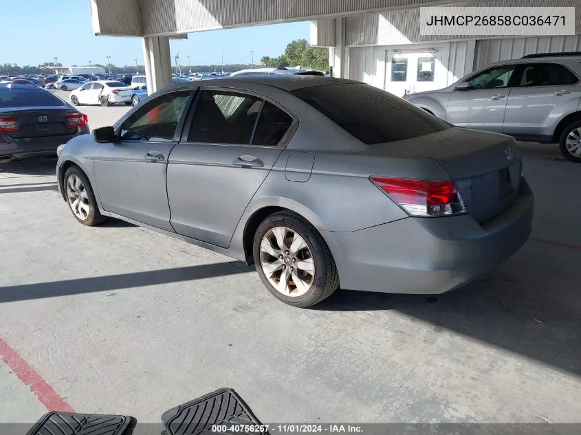 2008 Honda Accord 2.4 Ex-L VIN: JHMCP26858C036471 Lot: 40756257