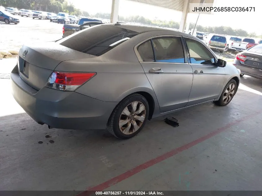 2008 Honda Accord 2.4 Ex-L VIN: JHMCP26858C036471 Lot: 40756257