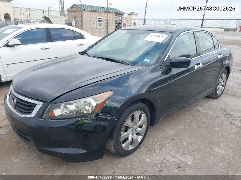 2008 Honda Accord Ex VIN: JHMCP26748C002626 Lot: 40762676