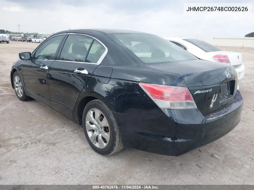 2008 Honda Accord Ex VIN: JHMCP26748C002626 Lot: 40762676