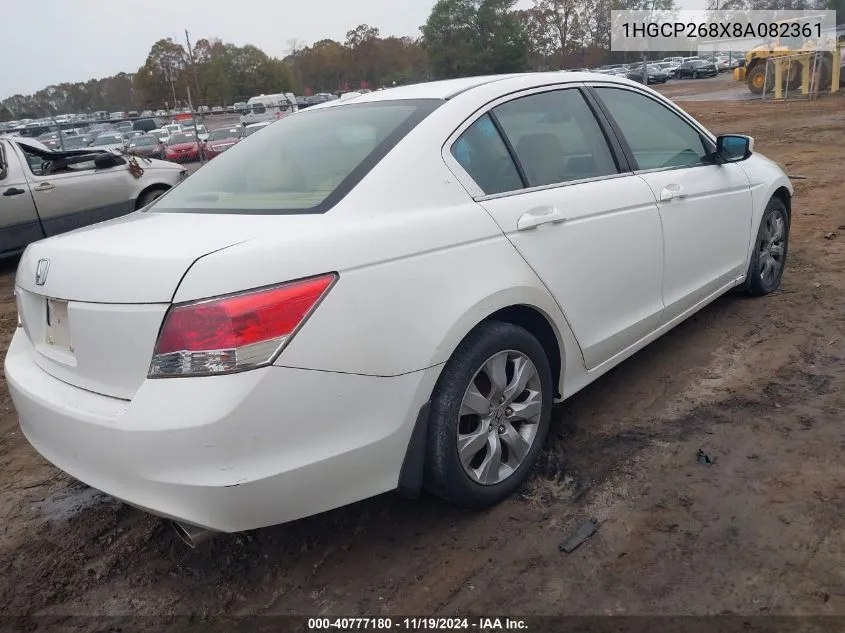 2008 Honda Accord 2.4 Ex-L VIN: 1HGCP268X8A082361 Lot: 40777180