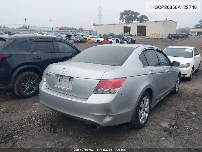 2008 Honda Accord 2.4 Ex-L VIN: 1HGCP26858A122748 Lot: 40797763