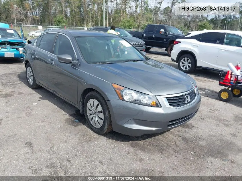 2008 Honda Accord 2.4 Lx VIN: 1HGCP26318A141317 Lot: 40801319