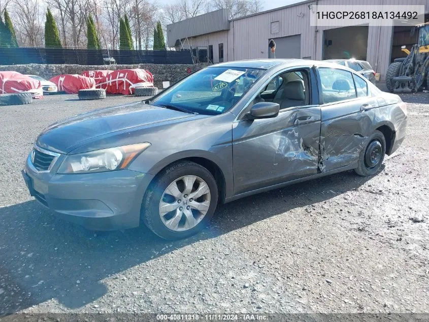 2008 Honda Accord 2.4 Ex-L VIN: 1HGCP26818A134492 Lot: 40811318