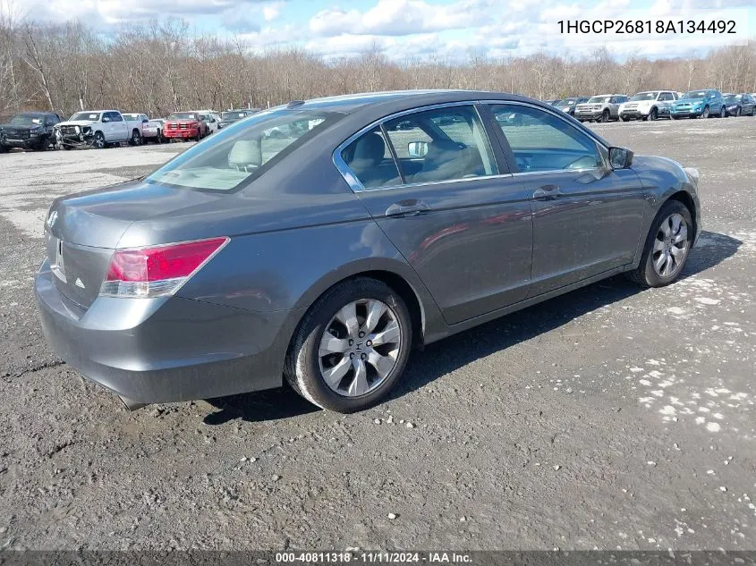 2008 Honda Accord 2.4 Ex-L VIN: 1HGCP26818A134492 Lot: 40811318