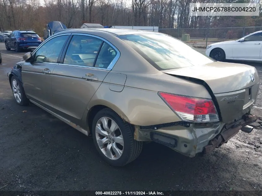 2008 Honda Accord 2.4 Ex VIN: JHMCP26788C004220 Lot: 40822275