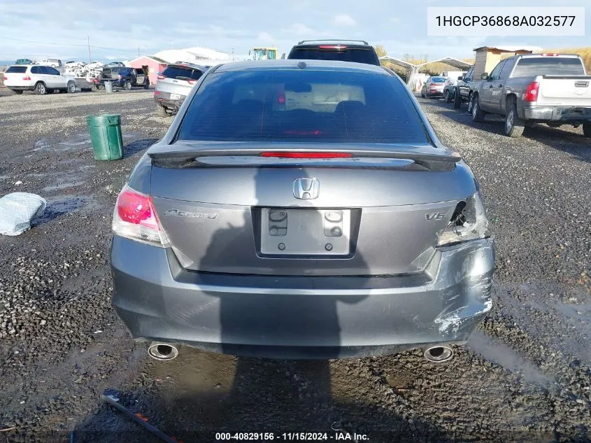 2008 Honda Accord 3.5 Ex-L VIN: 1HGCP36868A032577 Lot: 40829156