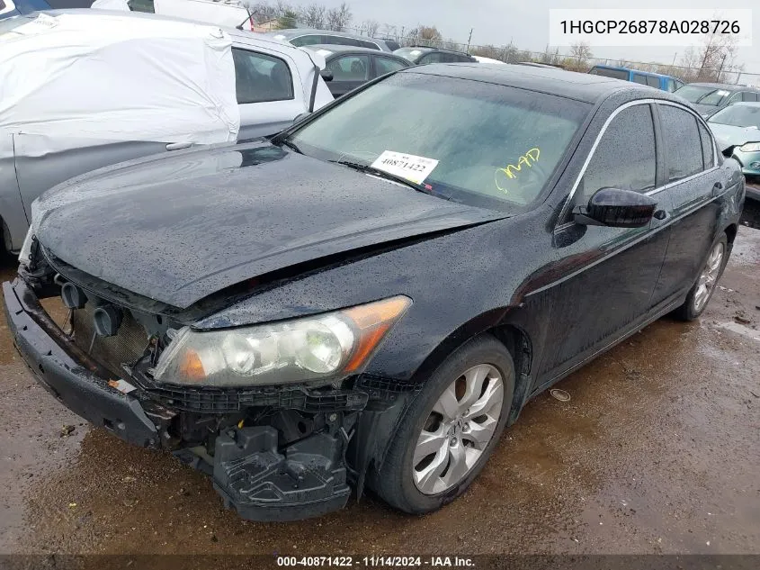 2008 Honda Accord 2.4 Ex-L VIN: 1HGCP26878A028726 Lot: 40871422