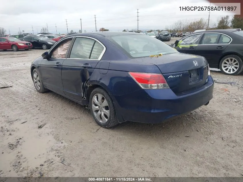 2008 Honda Accord 2.4 Ex VIN: 1HGCP26758A011897 Lot: 40871841