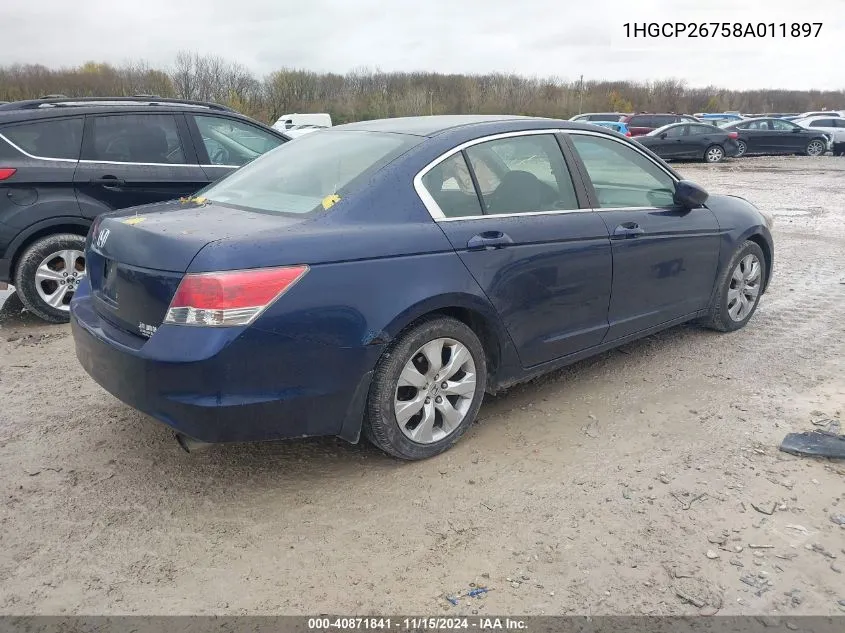 2008 Honda Accord 2.4 Ex VIN: 1HGCP26758A011897 Lot: 40871841