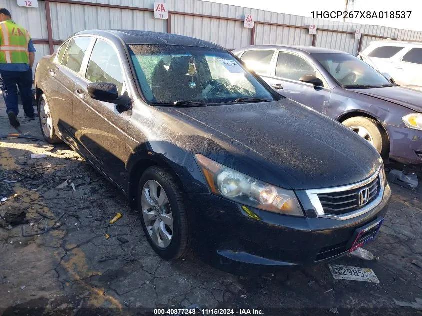 2008 Honda Accord 2.4 Ex VIN: 1HGCP267X8A018537 Lot: 40877248