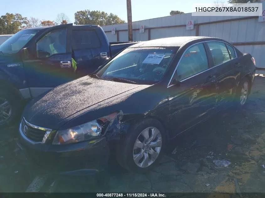 2008 Honda Accord 2.4 Ex VIN: 1HGCP267X8A018537 Lot: 40877248