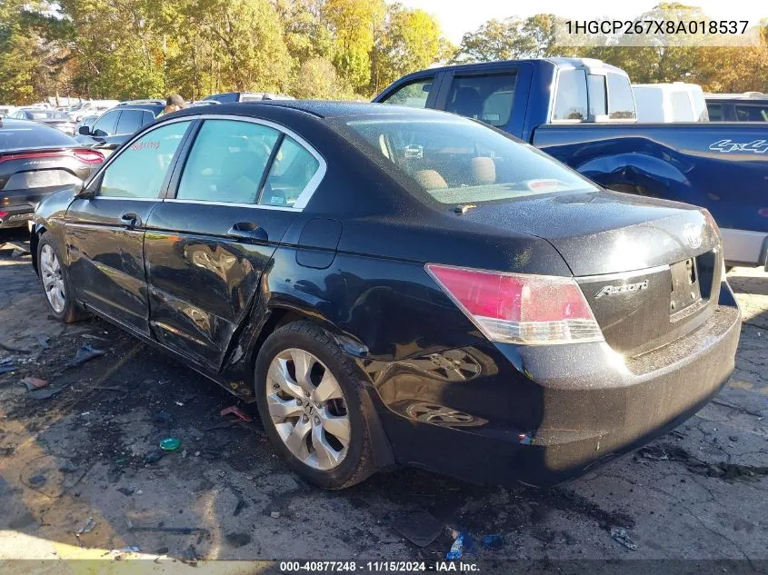 2008 Honda Accord 2.4 Ex VIN: 1HGCP267X8A018537 Lot: 40877248