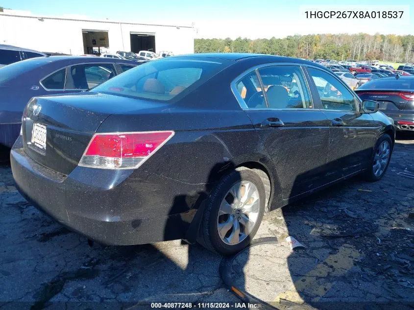 2008 Honda Accord 2.4 Ex VIN: 1HGCP267X8A018537 Lot: 40877248