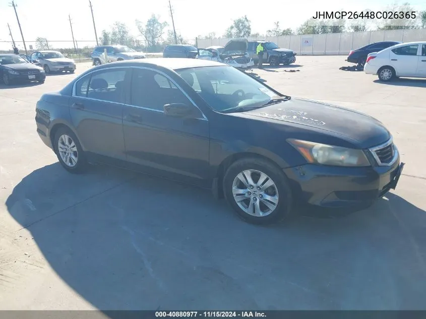 2008 Honda Accord 2.4 Lx-P VIN: JHMCP26448C026365 Lot: 40880977