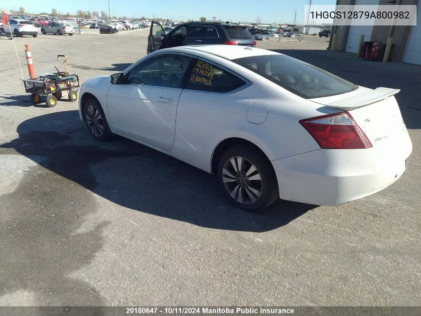 2009 Honda Accord Ex-L VIN: 1HGCS12879A800982 Lot: 20180647