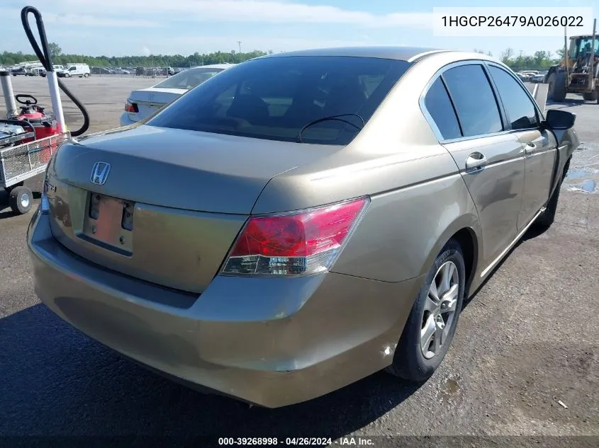 2009 Honda Accord 2.4 Lx-P VIN: 1HGCP26479A026022 Lot: 39268998